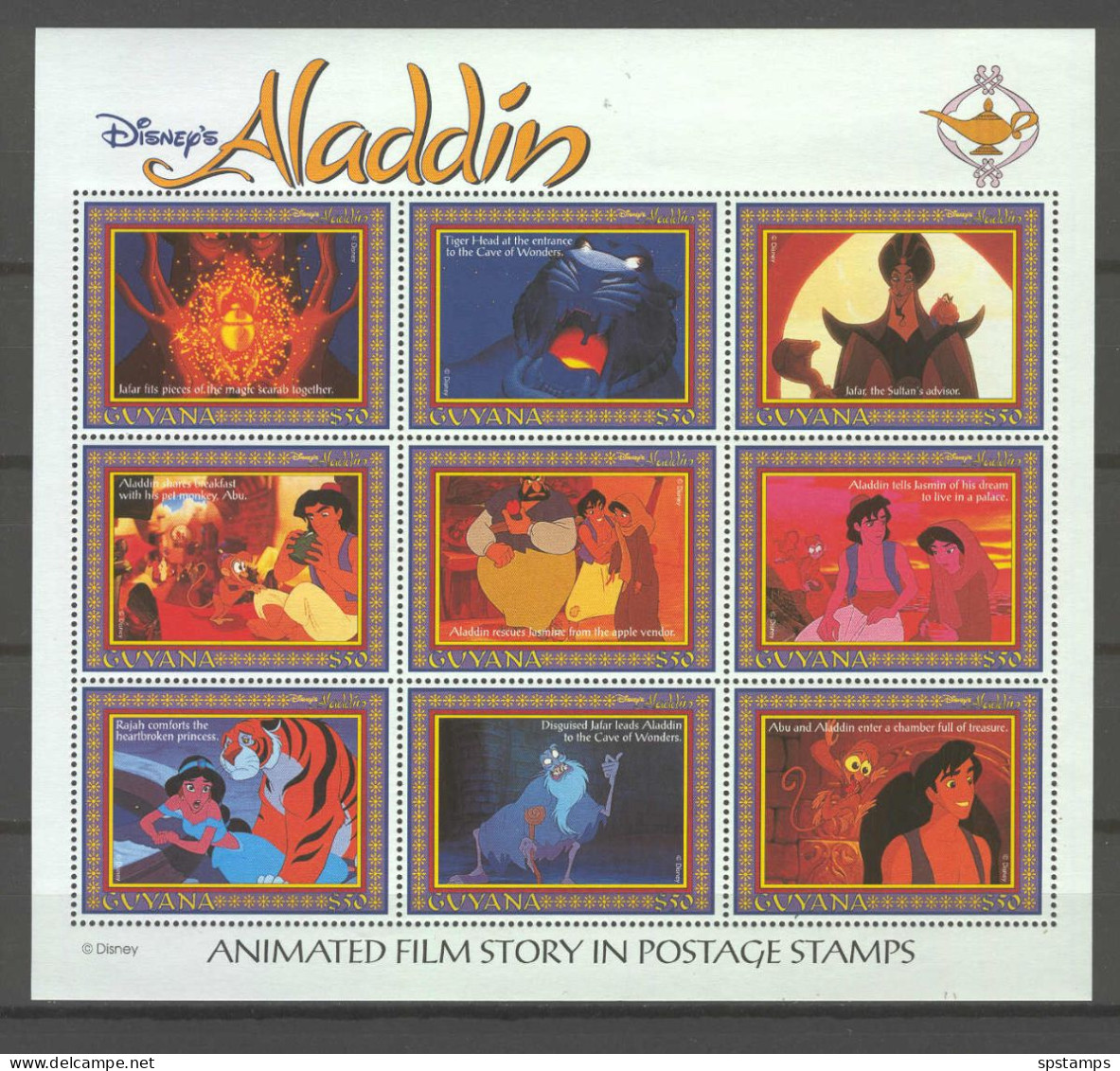 Disney Guyana 1993 Aladdin Sheetlet #2 MNH - Disney