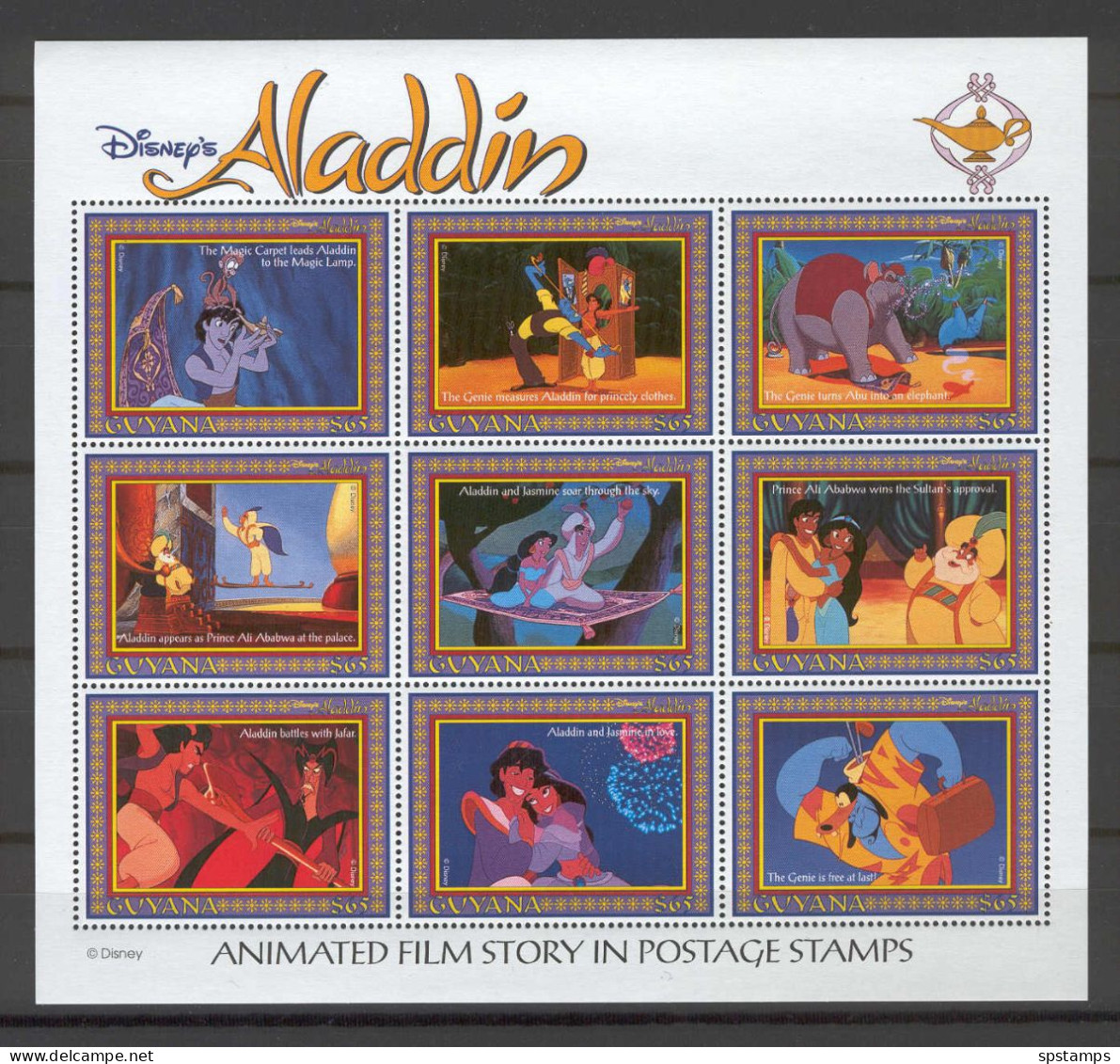 Disney Guyana 1993 Aladdin Sheetlet #3 MNH - Disney