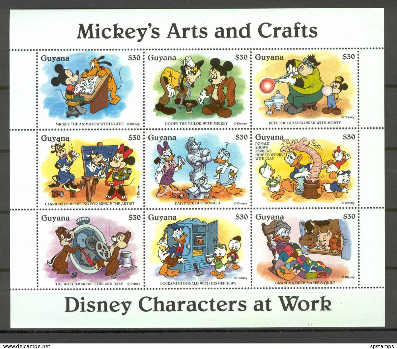 Disney Guyana 1995 Mickey's Arts And Crafts Sheetlet (WITHOUT LABEL) MNH - Disney