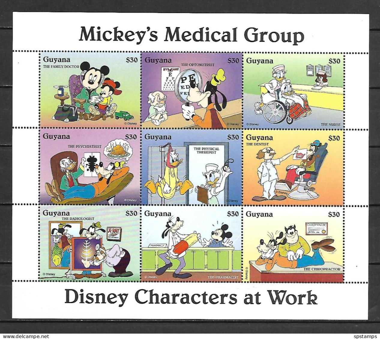 Disney Guyana 1995 Mickey's Medical Group Sheetlet (WITHOUT LABEL) MNH - Disney