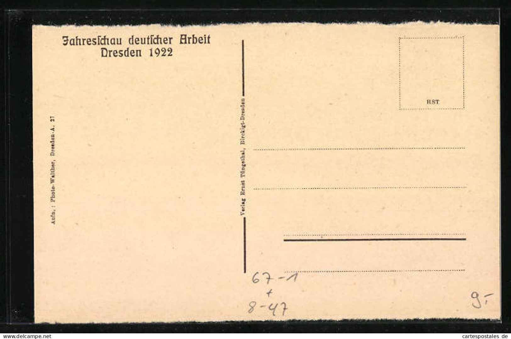 AK Dresden, Jahresschau Deutscher Arbeit 1922, V. Schlierholz`sche Porzellanmanufaktur  - Exhibitions