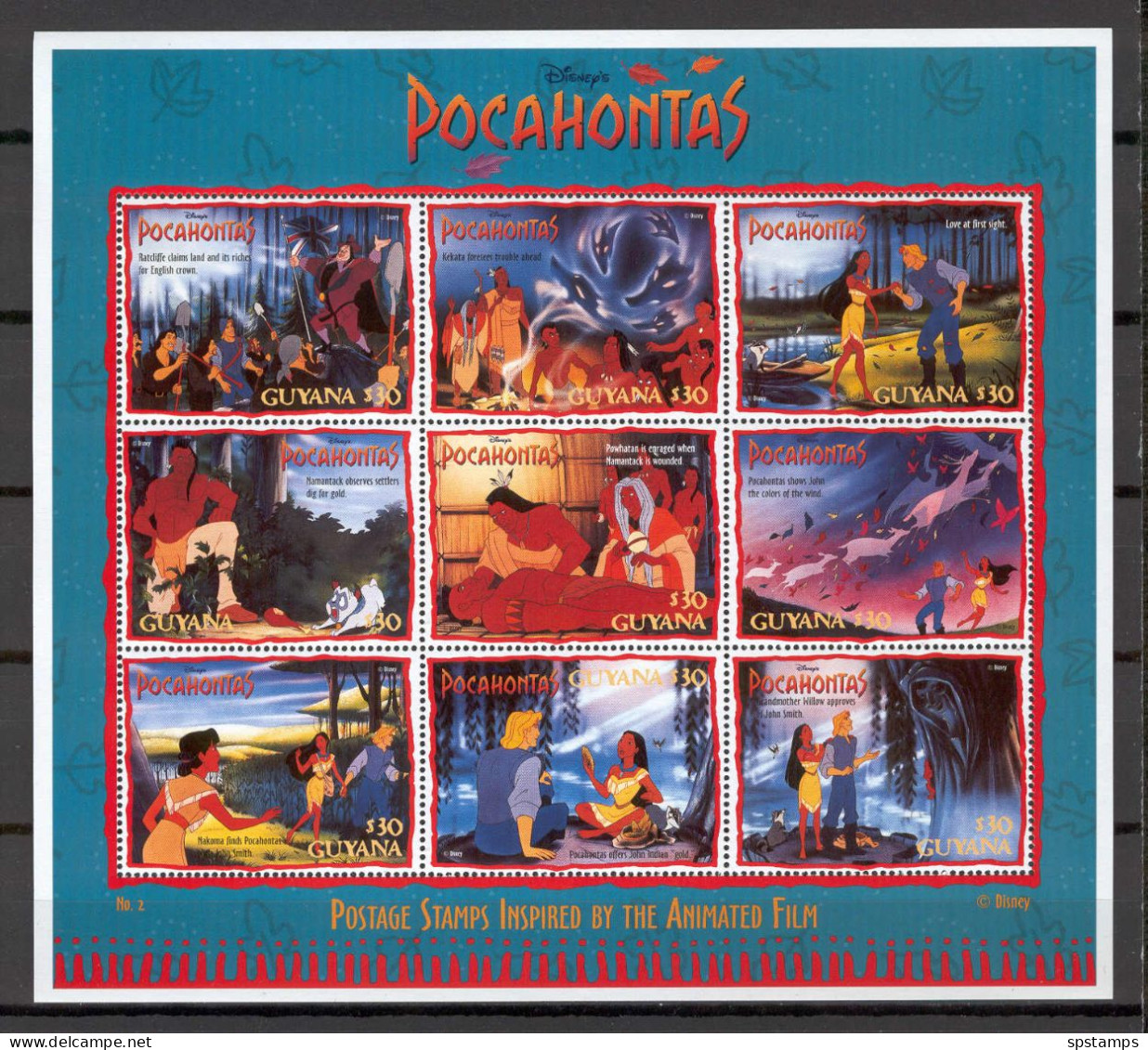 Disney Guyana 1995 Pocahontas Sheetlet #3 MNH - Disney