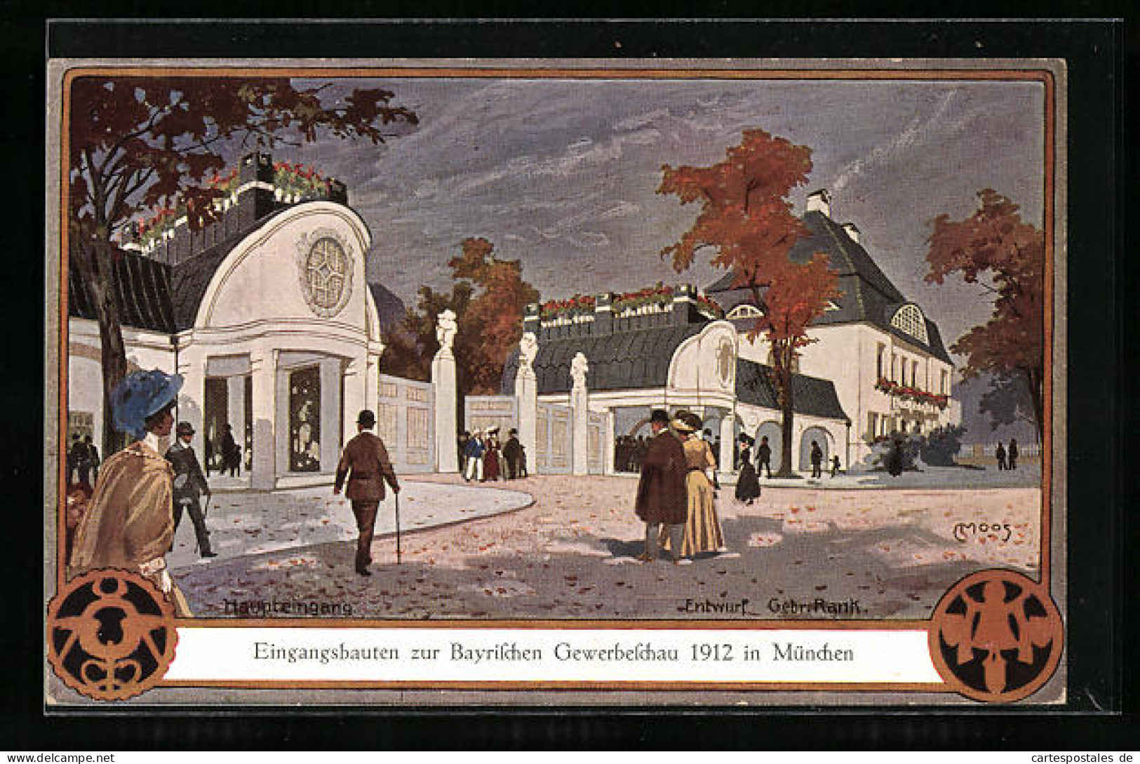Künstler-AK Carl Moos: München, Bayrische Gewerbeschau 1912, Eingangsbauten Zum Ausstellungs-Park  - Tentoonstellingen