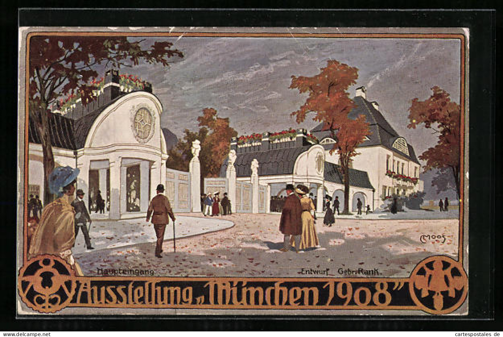 Künstler-AK Carl Moos: München, Bayrische Gewerbeschau 1912, Eingangsbauten Zum Ausstellungs-Park  - Exhibitions