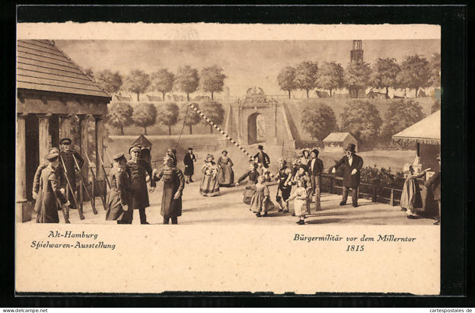 AK Hamburg, Bürgermilitär Vor Dem Millerntor 1815 Mit Puppen Dargestellt, Spielwaren-Ausstellung Hermann Tietz  - Gebruikt