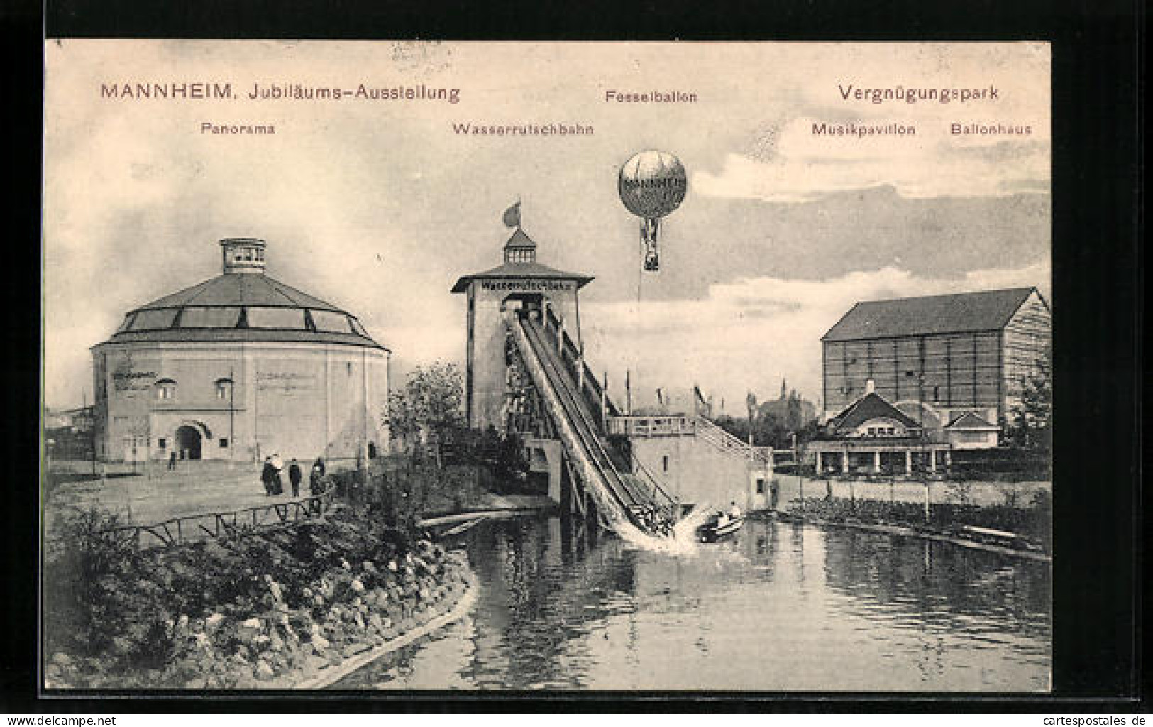 AK Mannheim, Jubiläums-Ausstellung, Ballon über Dem Ausstellungsgelände  - Expositions