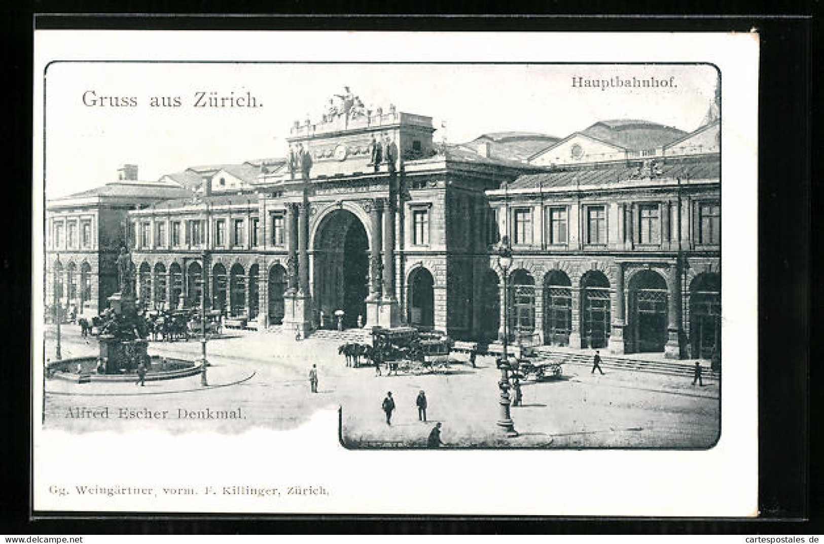 AK Zürich, Hauptbahnhof Mit Alfred Escher Denkmal  - Sonstige & Ohne Zuordnung