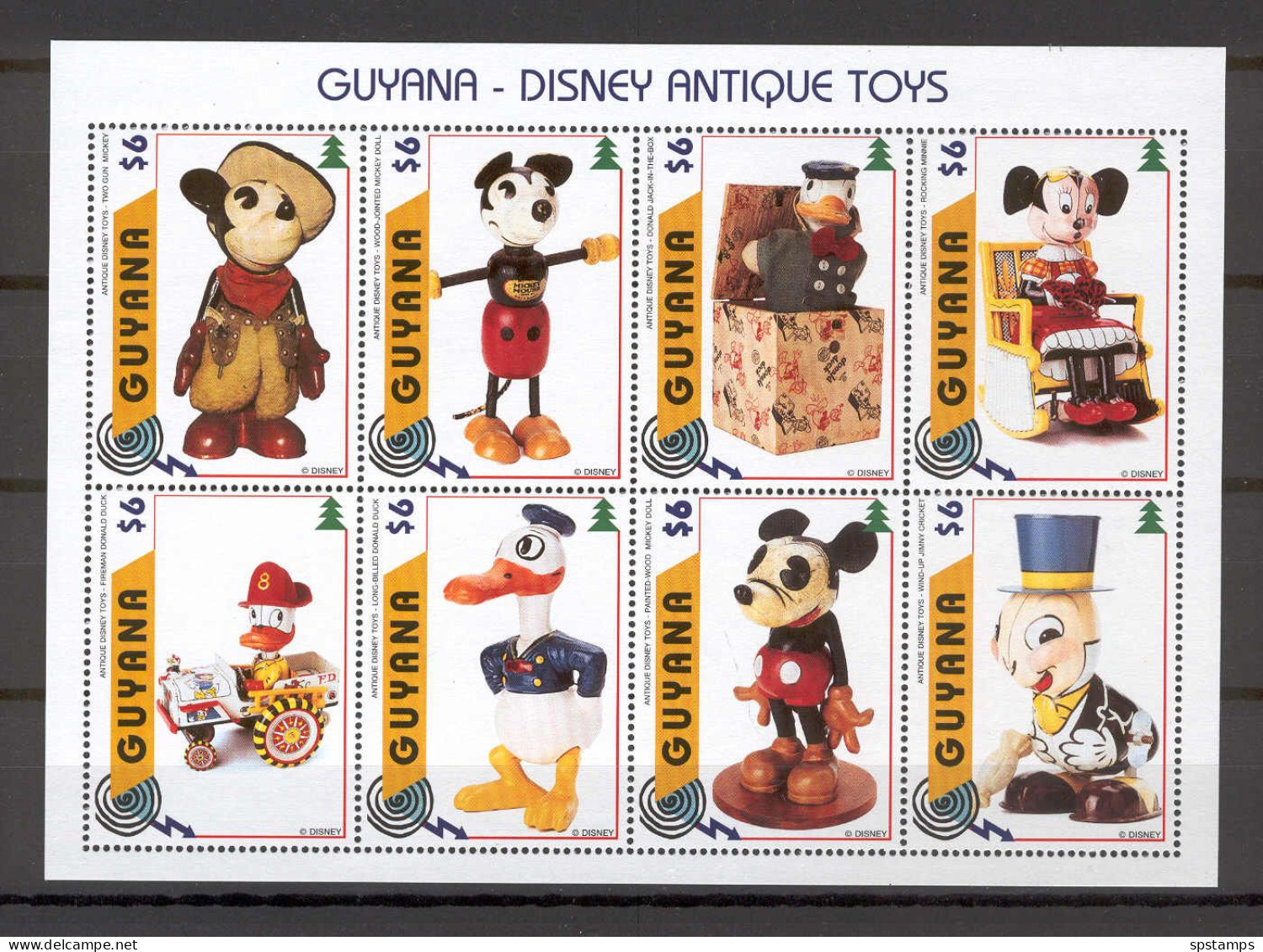 Disney Guyana 1996 Antique Toys Sheetlet MNH - Disney
