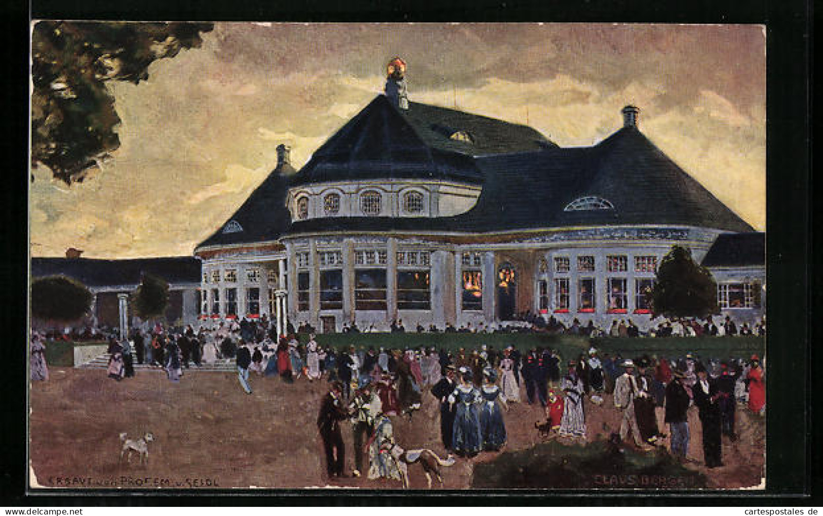 Künstler-AK Claus Bergen: München, Ausstellung 1908, Hauptrestaurant  - Ausstellungen
