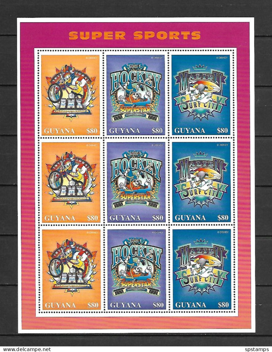Disney Guyana 1996 Super Sports Sheetlet MNH - Disney