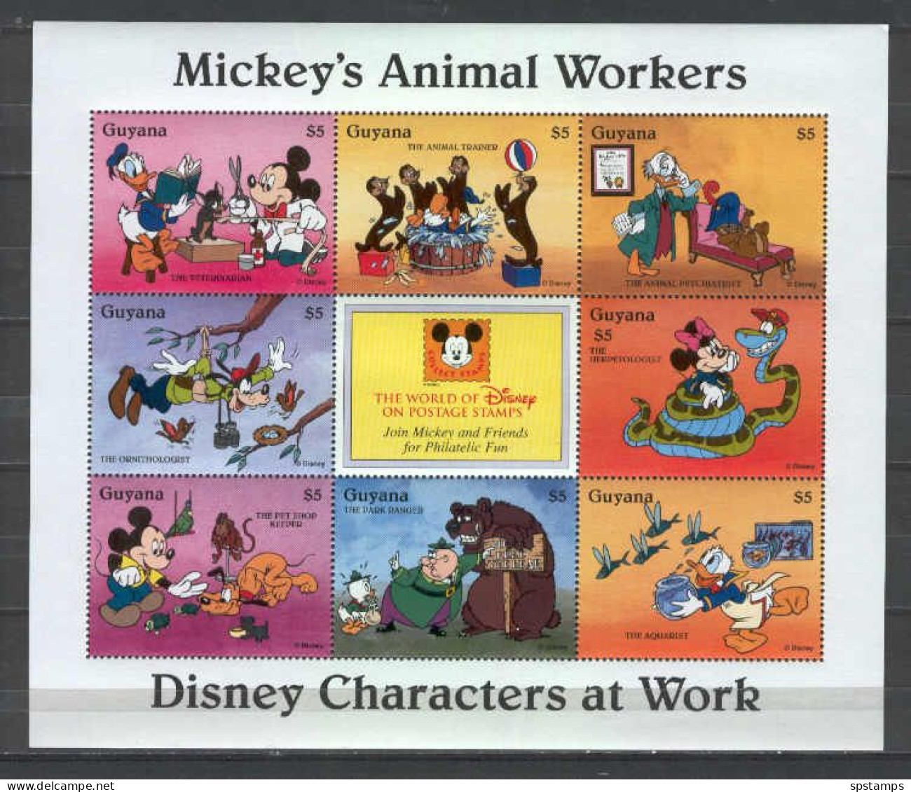 Disney Guyana 1996 Mickey's Animal Workers Sheetlet MNH - Disney