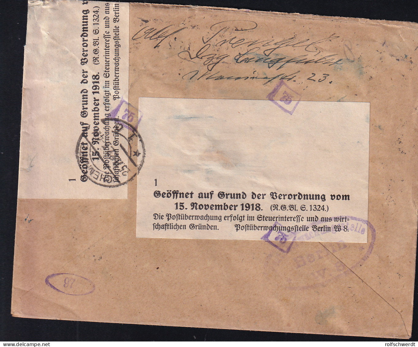 Staatswappen 50 M. Auf R-Brief Ab Danzig-Langfuhr 23.11.22 Nach Chemnitz Mit Verschlußzettel  - Altri & Non Classificati