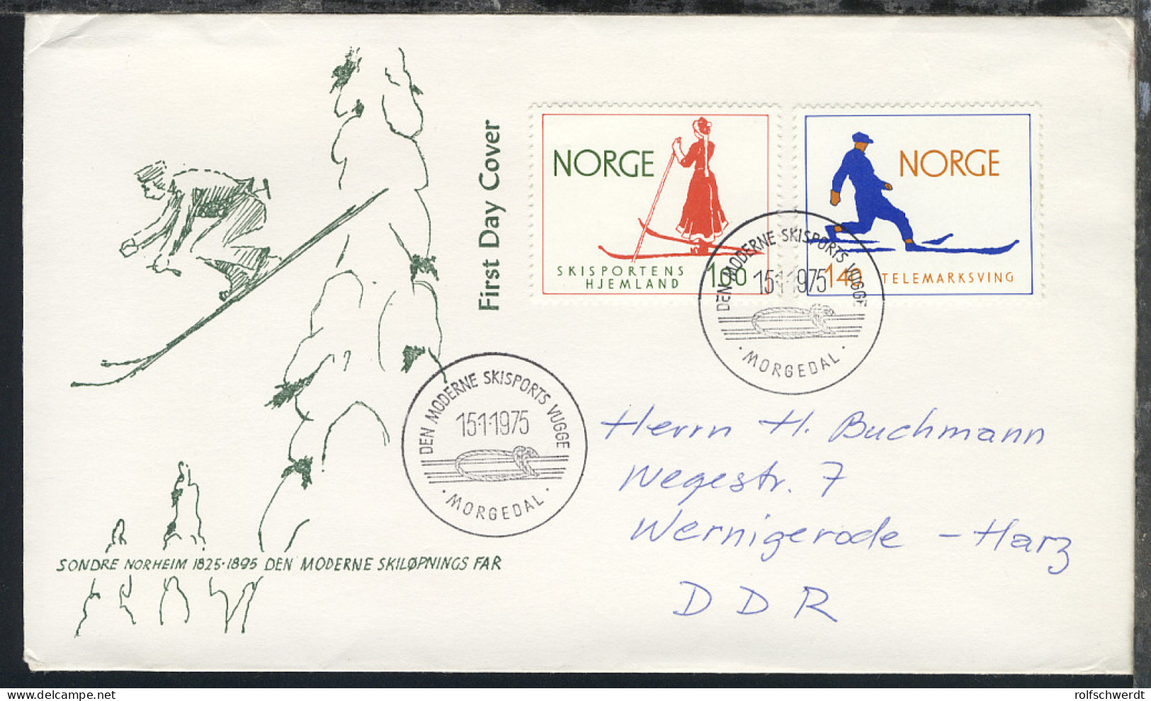 Norwegen 1975/83 9 Verschiedene FDC, 2x Ohne Anschrift, 7x Nach Wernigerode/DDR - Postwaardestukken