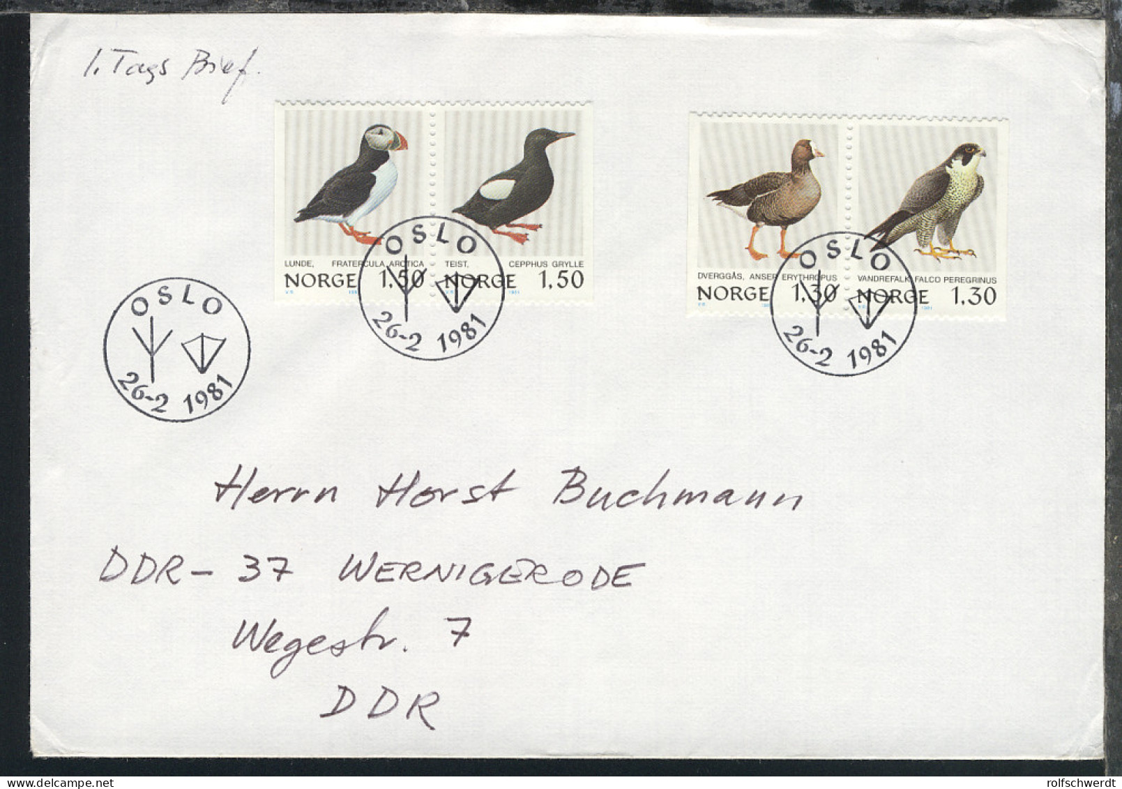 Norwegen 1975/83 9 Verschiedene FDC, 2x Ohne Anschrift, 7x Nach Wernigerode/DDR - Enteros Postales