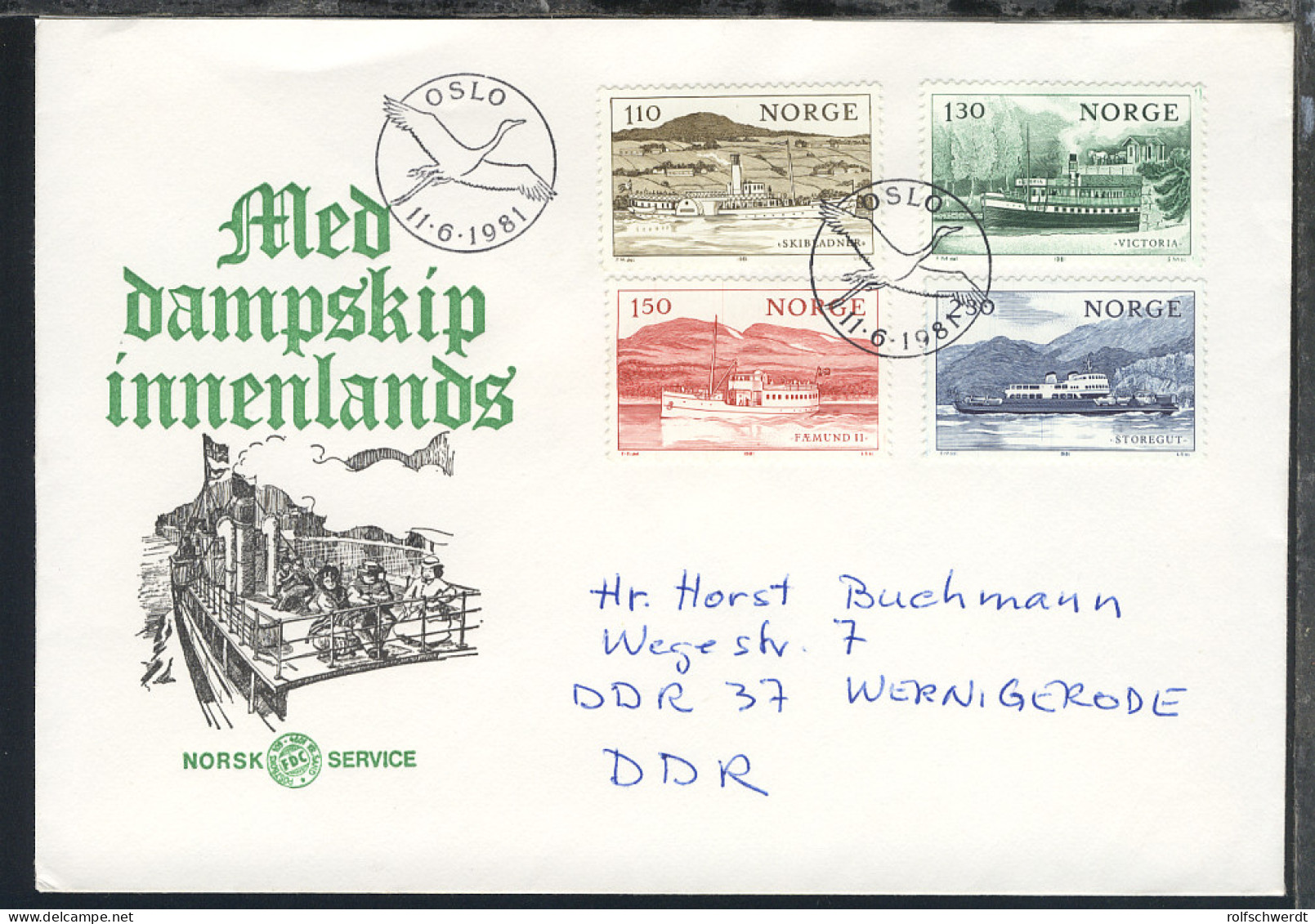 Norwegen 1975/83 9 verschiedene FDC, 2x ohne Anschrift, 7x nach Wernigerode/DDR