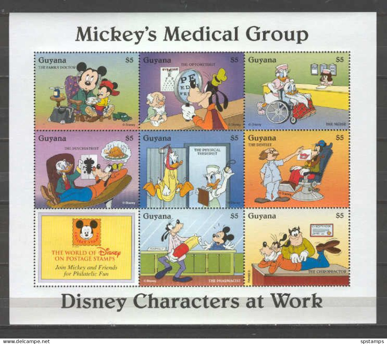 Disney Guyana 1996 Mickey's Medical Group Sheetlet MNH - Disney