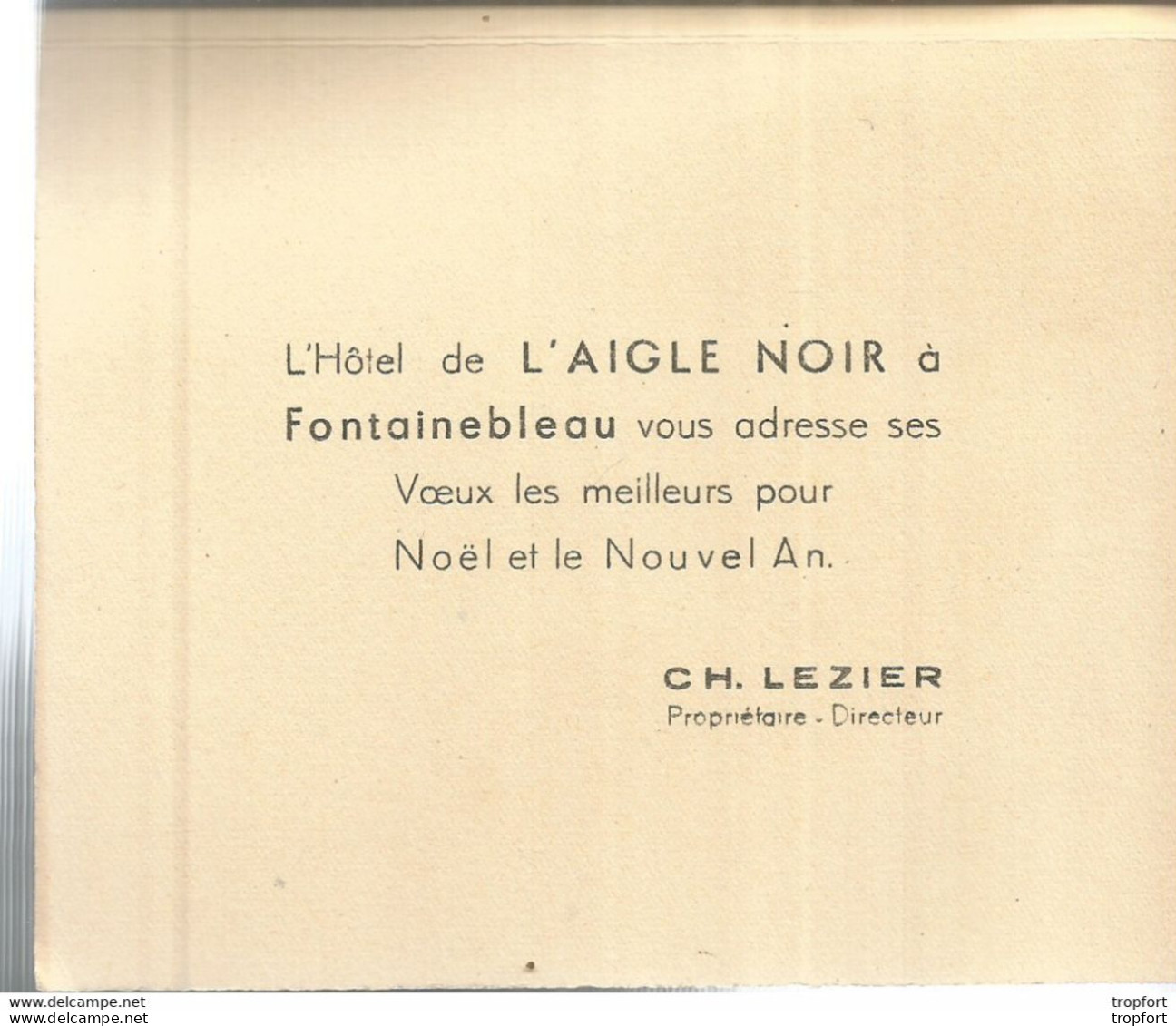 AS / Carte De Visite PUBLICITAIRE FEUILLET FONTAINEBLEAU Laigle Noir HOTEL CH.LEZIER - Cartes De Visite