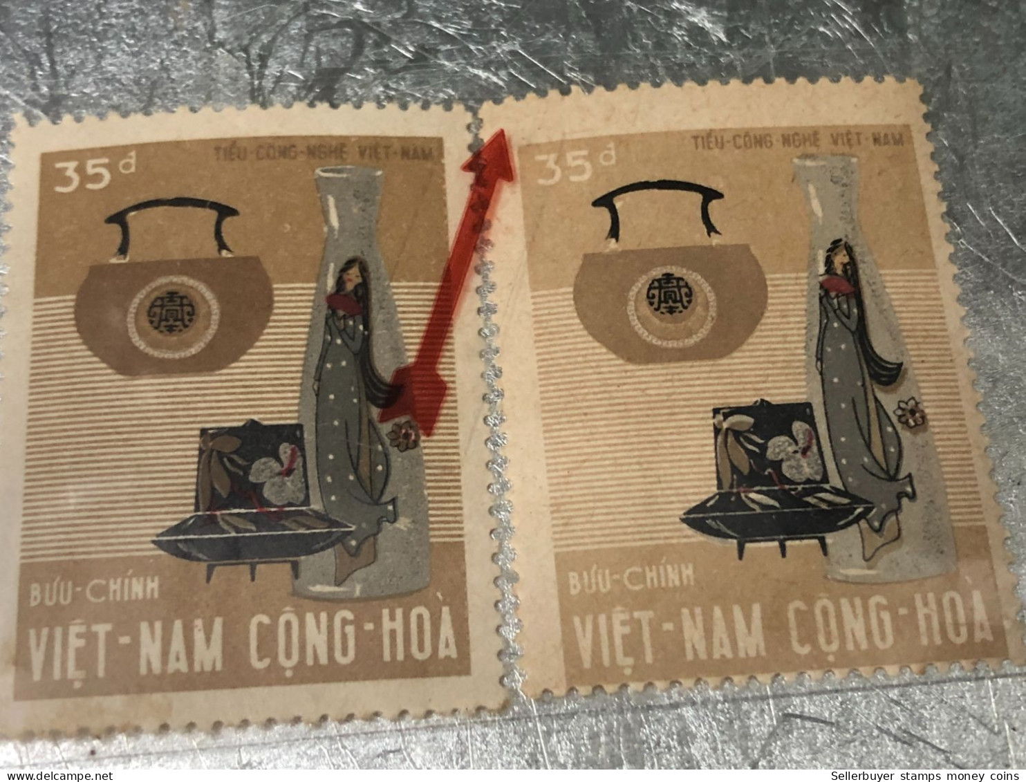SOUTH VIETNAM Stamps(1967-ARTISANAT-0d50) Piled ERROR(printing)-vyre Rare - Viêt-Nam