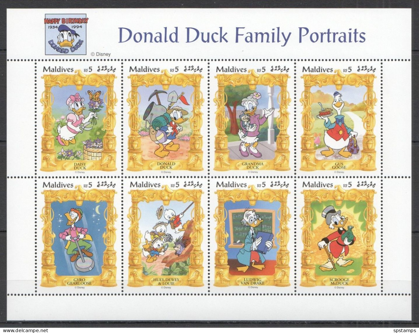 Disney Maldives 1995 Donald Duck Family Portraits Sheetlet  MNH - Disney