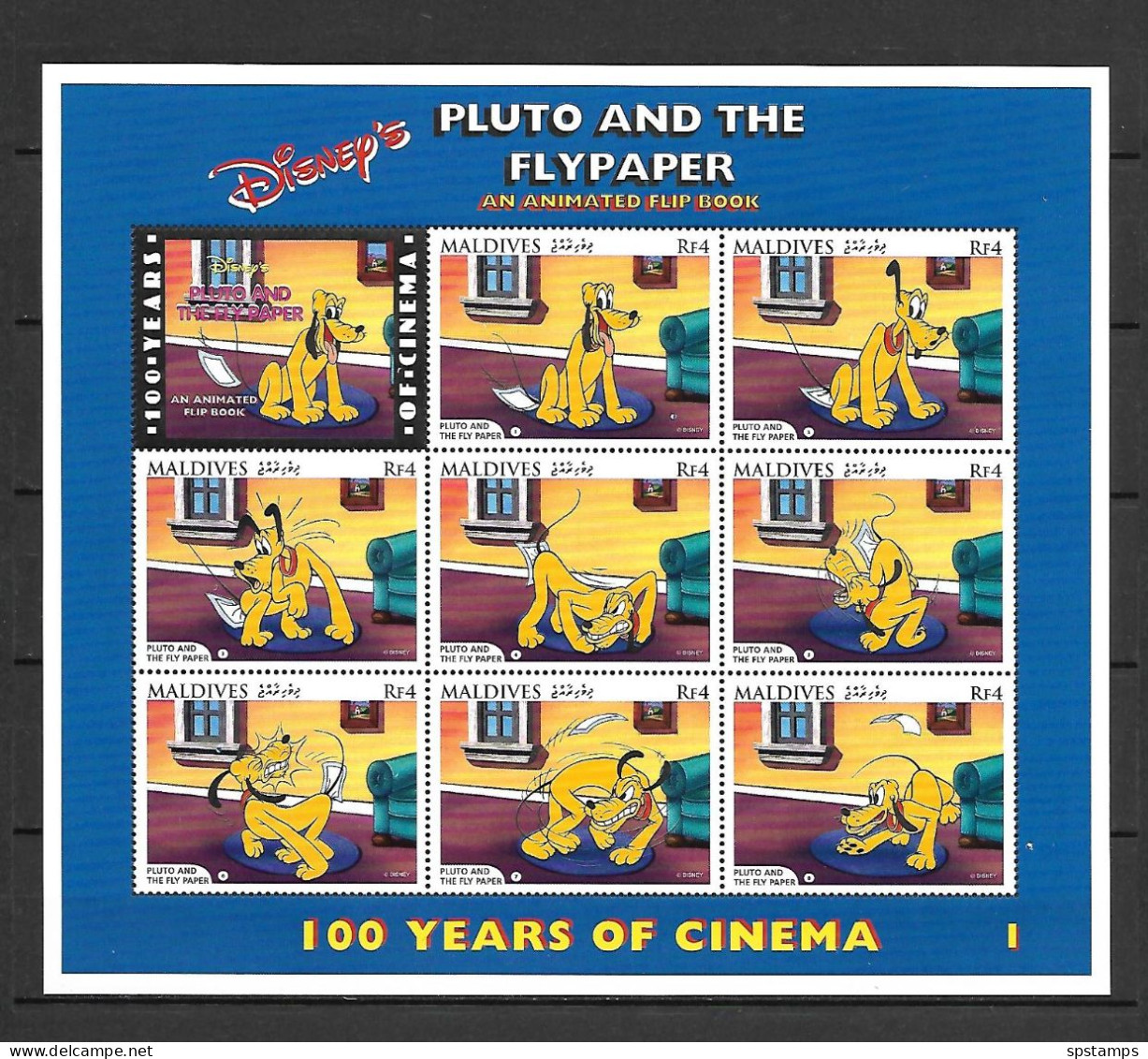 Disney Maldives 1996 Pluto And The Flypaper Sheetlet #1 MNH - Disney