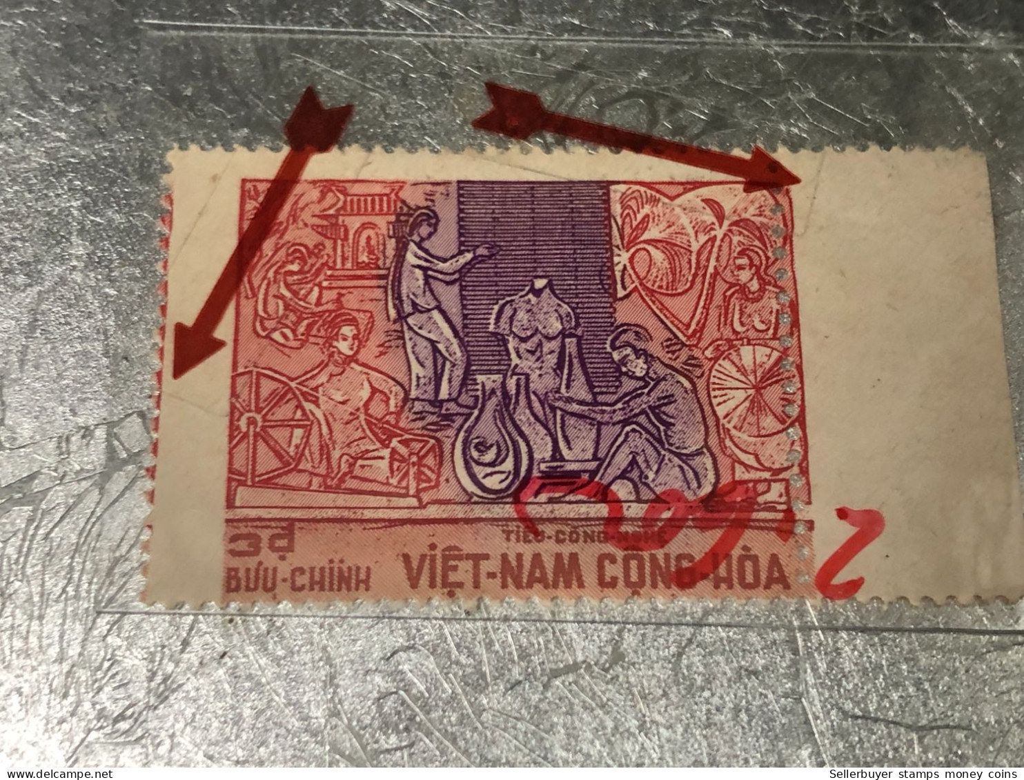 SOUTH VIETNAM Stamps(1967-ARTISANAT-1d50) Piled ERROR(printing)-vyre Rare - Vietnam