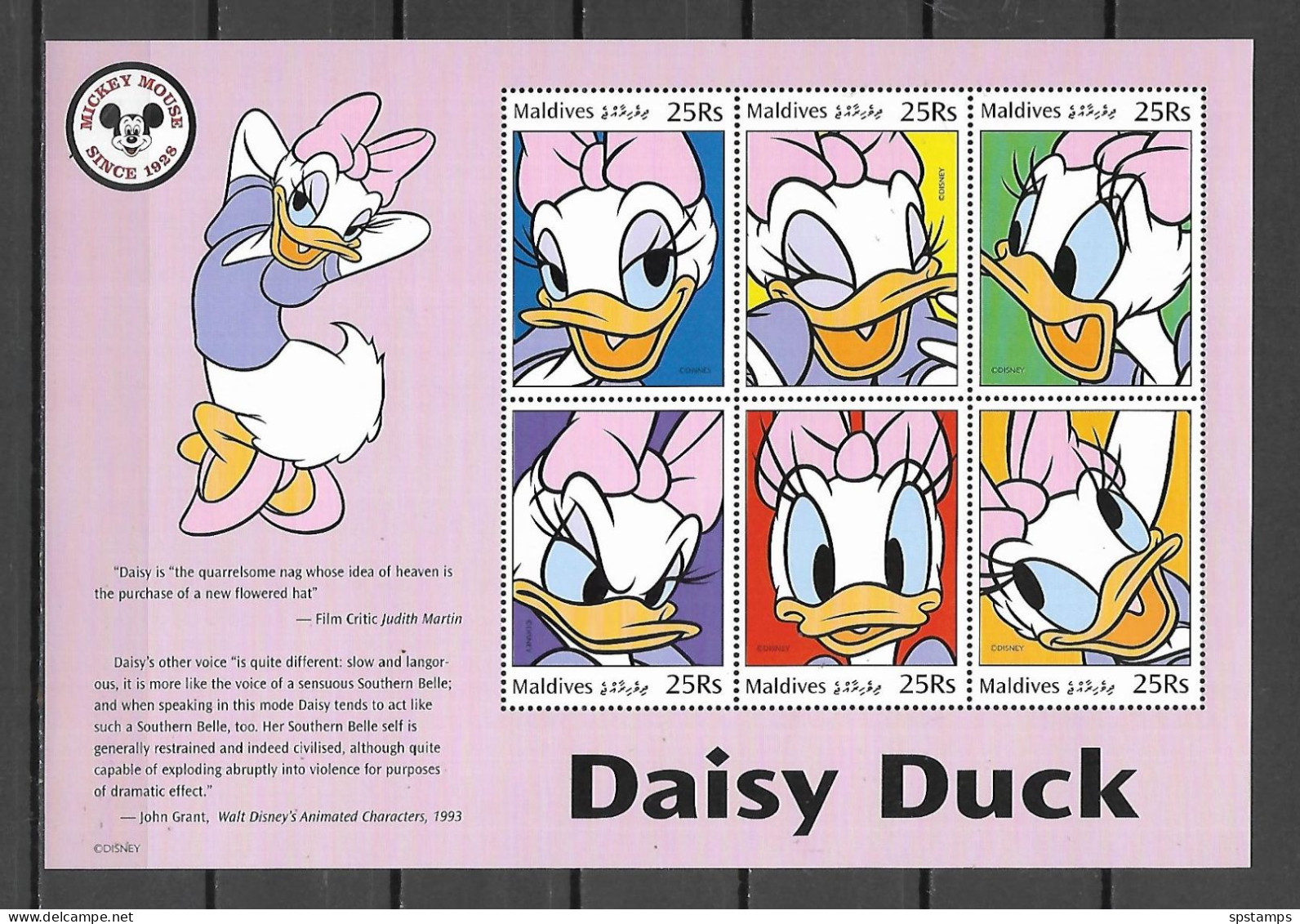 Disney Maldives 1999 Daisy Duck - 25Rs Instead Of Rf7 MS MNH - Disney