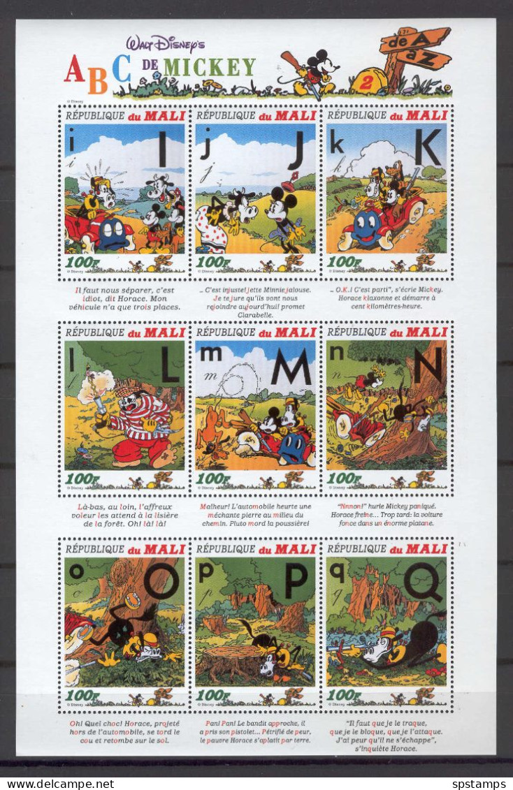 Disney Mali 1996 Mickey ABC Sheetlet #2 MNH - Disney