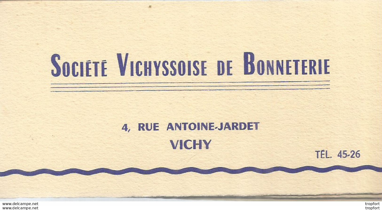 AS / Ancienne Carte De VISITE Publicitaire PUB Société VICHYSSOISE De BONNETERIE VICHY - Visitenkarten