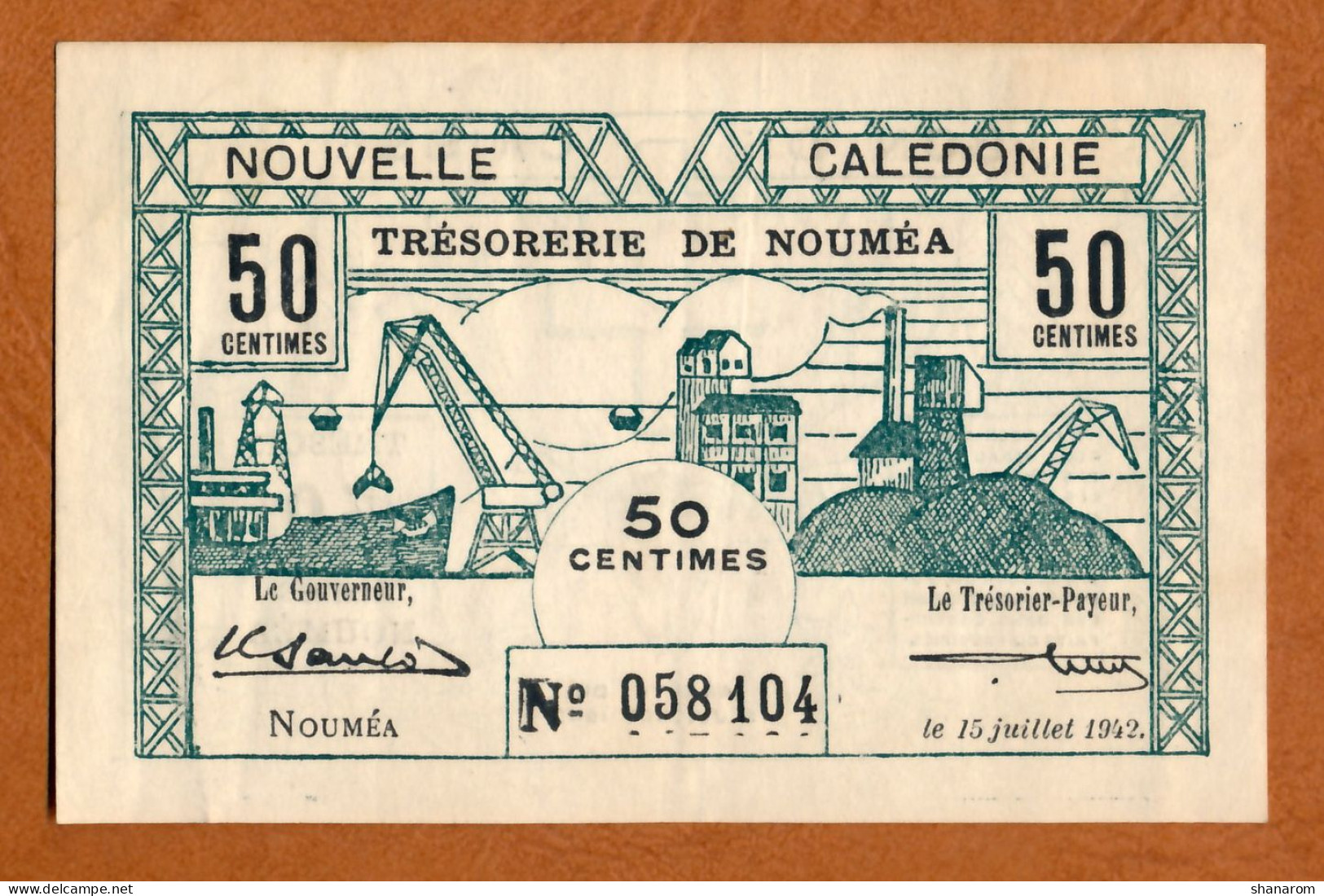 1942 // NOUVELLE CALEDONIE // TRESORERIE DE NOUMEA // JUILLET 1942 // Cinquante Centimes // VF-TTB - Nouvelle-Calédonie 1873-1985