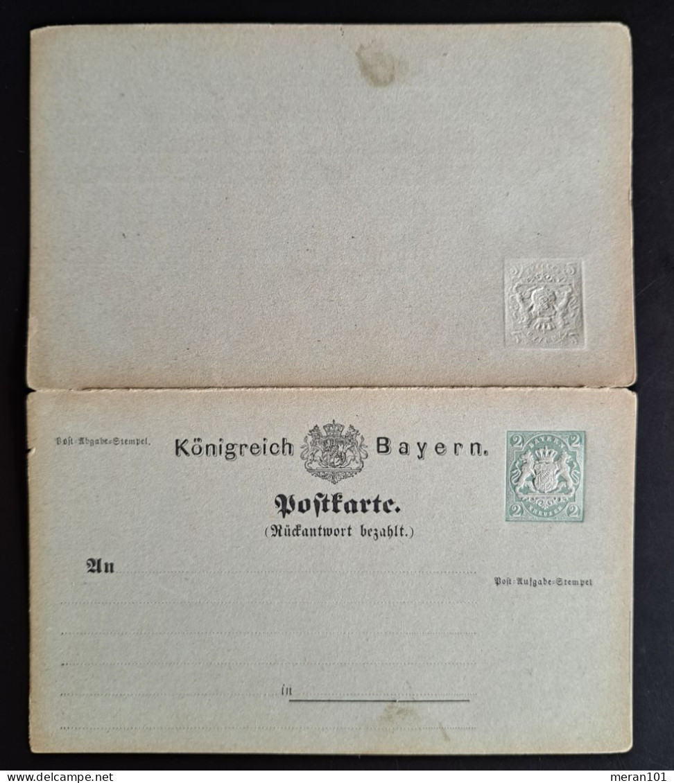 Bayern 1874, Postkarte P5 Ungebraucht, Antwortkarte - Ganzsachen