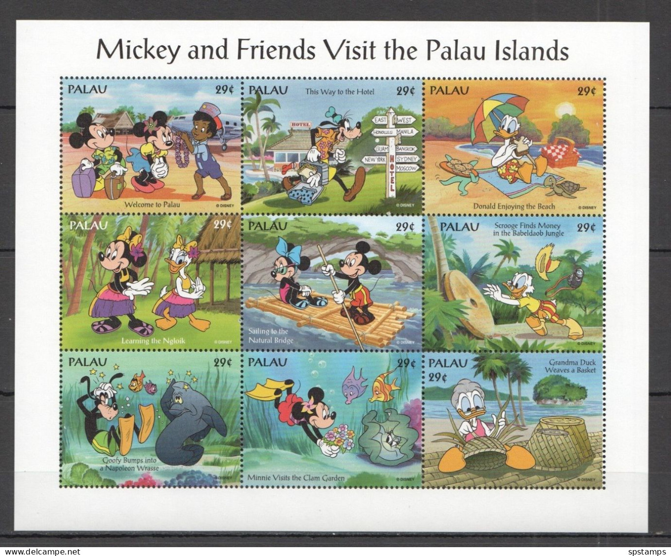 Disney Palau 1994 Mickey And Friends Visit The Palau Islands Sheetlet MNH - Disney