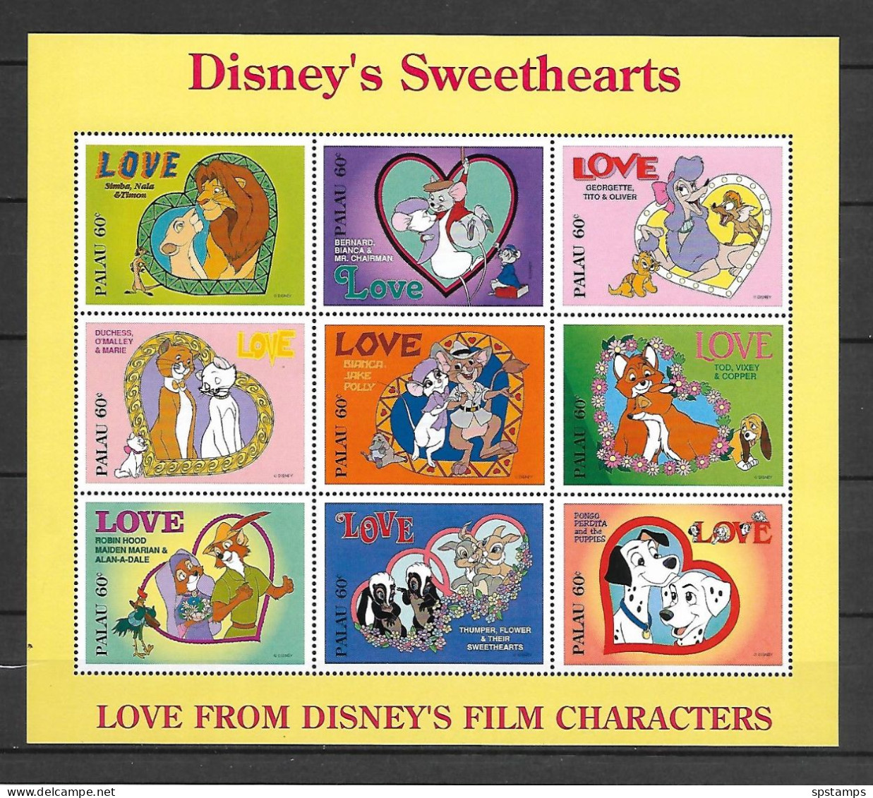 Disney Palau 1996 Disney's Sweethearts Sheetlet MNH - Disney