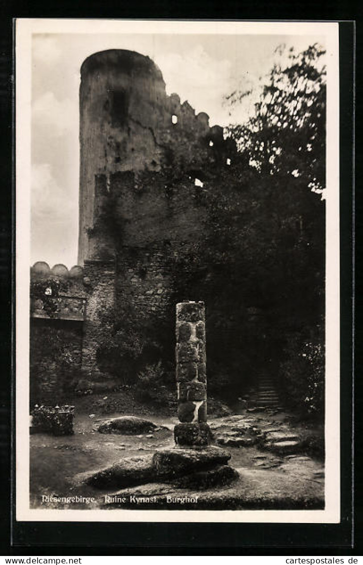 AK Kynast, Ruine Kynast, Burghof  - Schlesien