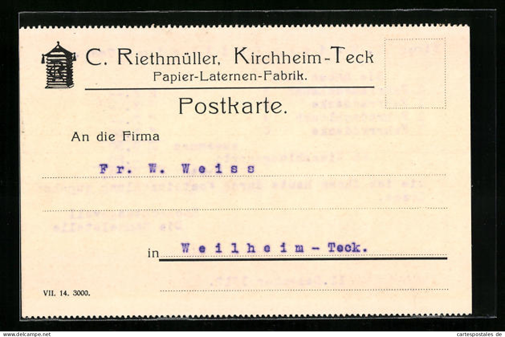 AK Kirchheim-Teck, Papier-Laternen-Fabrik C. Riethmüller  - Kirchheim