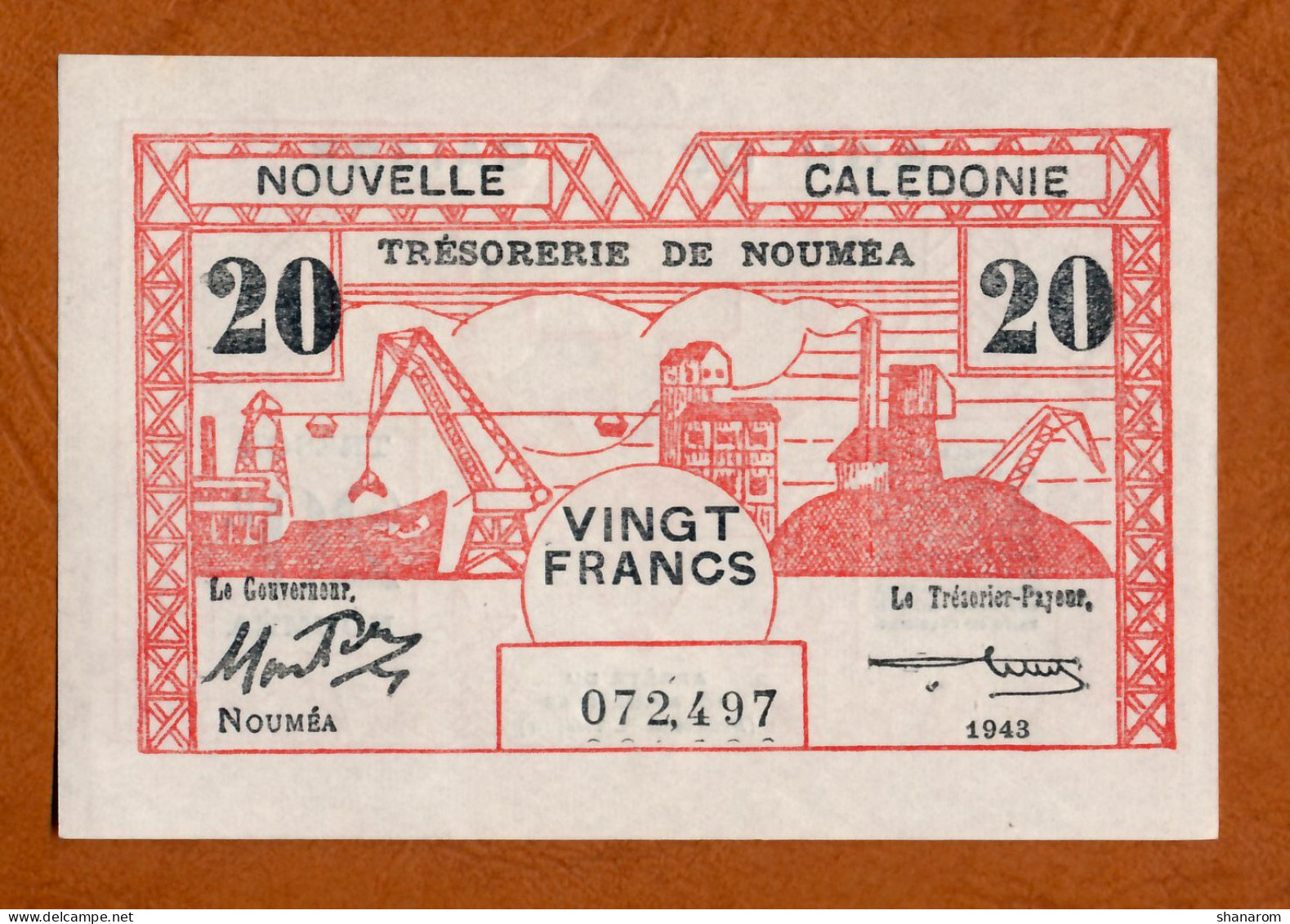 1943 // NOUVELLE CALEDONIE // TRESORERIE DE NOUMEA // Avril 1943 // Vingt Francs // XF+ / SUP+ - Nouméa (Neukaledonien 1873-1985)