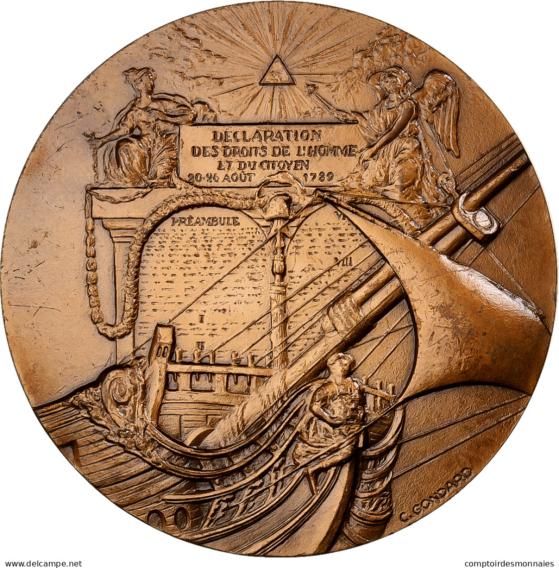 France, Médaille, Déclaration Des Droits De L'Homme, Bronze, C. Gondard, SUP - Sonstige & Ohne Zuordnung