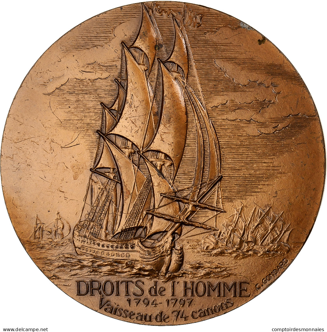 France, Médaille, Déclaration Des Droits De L'Homme, Bronze, C. Gondard, SUP - Sonstige & Ohne Zuordnung
