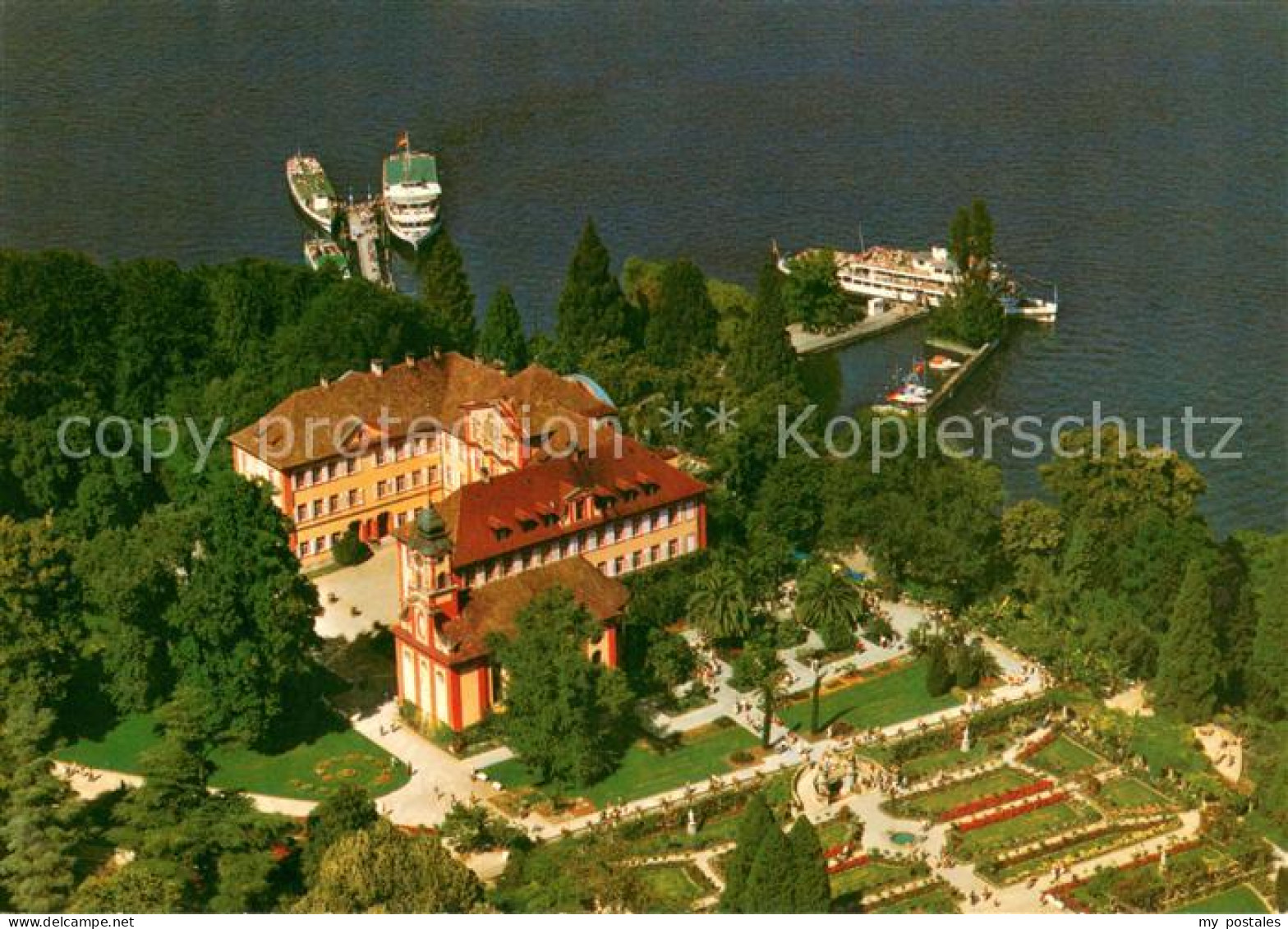 73622543 Insel Mainau Fliegeraufnahme Mit Schloss Kirche Schlossterrasse Und Ros - Konstanz