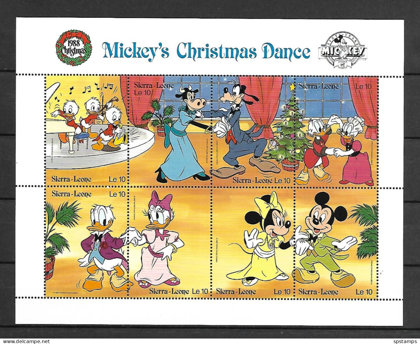 Disney Sierra Leone 1988 Mickey's Christmas Dance Sheetlet MNH - Disney