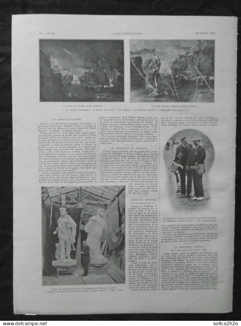 L'ILLUSTRATION N°3359 13/07/1907 Péking-Paris Automobile, Un Vandale Au Louvre, Le Centenaire De Garibaldi - L'Illustration