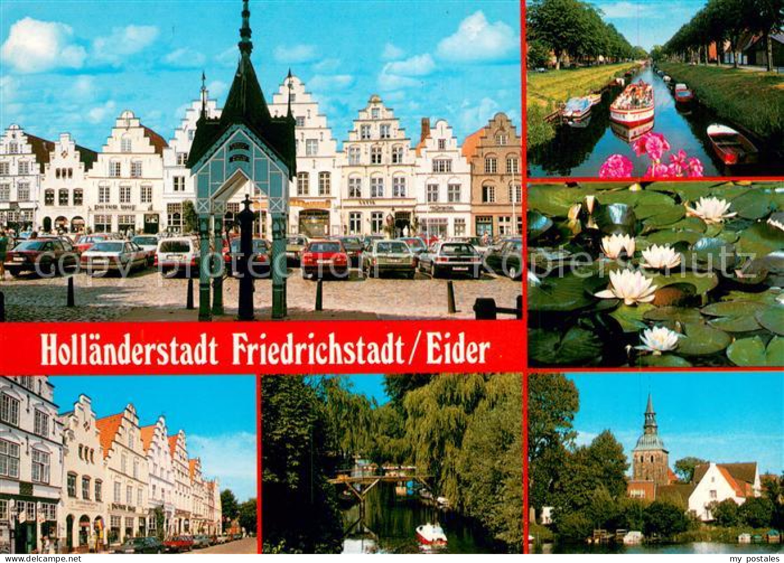 73622394 Friedrichstadt Eider Marktplatz Kanal Seerosenteich Haeuserzeile Kirche - Andere & Zonder Classificatie