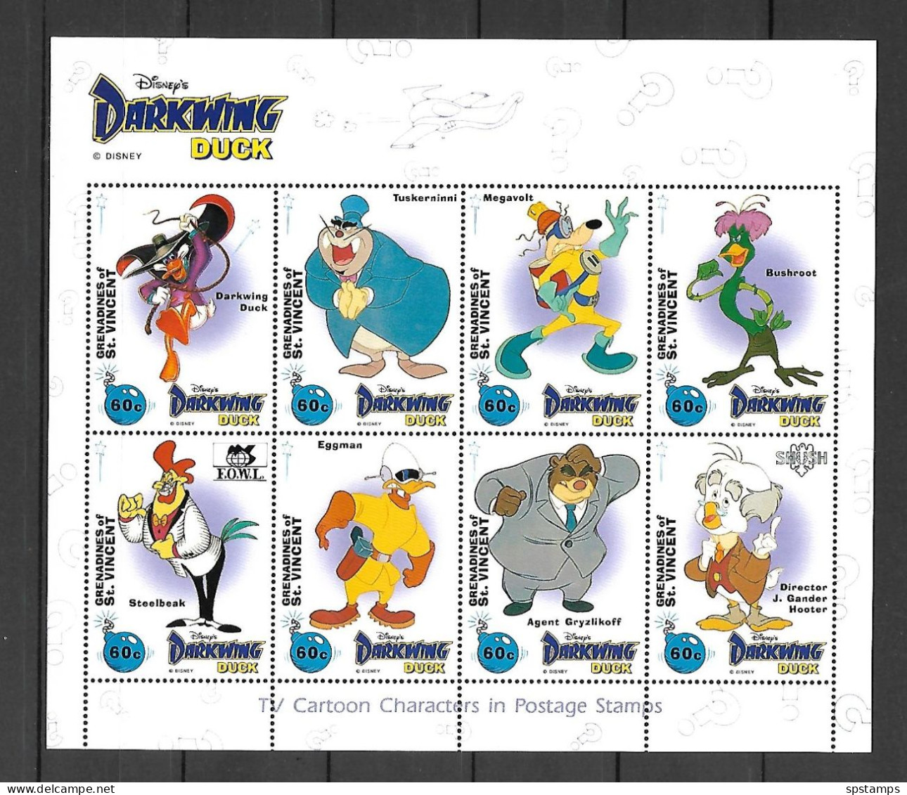 Disney St Vincent Gr 1992 Darkwing Duck Sheetlet MNH - Disney