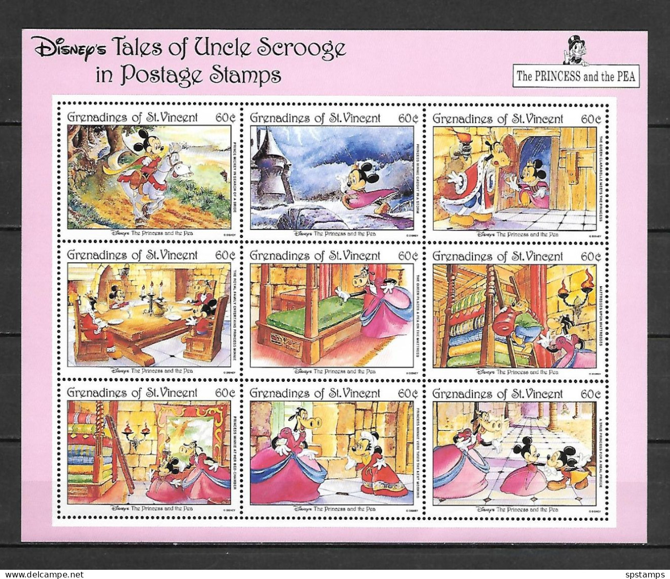 Disney St Vincent Gr 1992 Tales Of Ungle Scrooge - The Princess And The Pea Sheetlet MNH - Disney