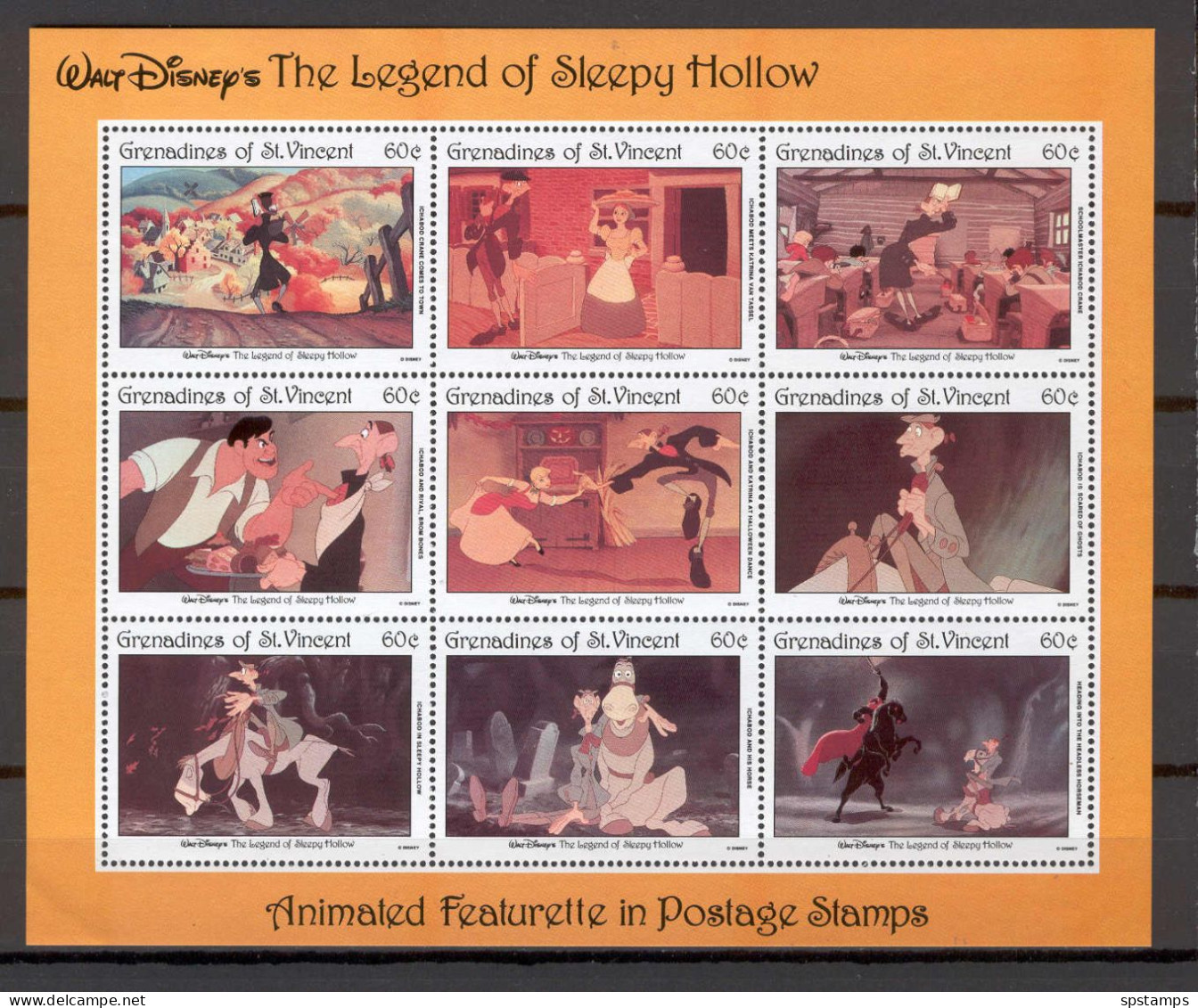 Disney St Vincent Gr 1992 The Legend Of Sleepy Hollow Sheetlet MNH - Disney