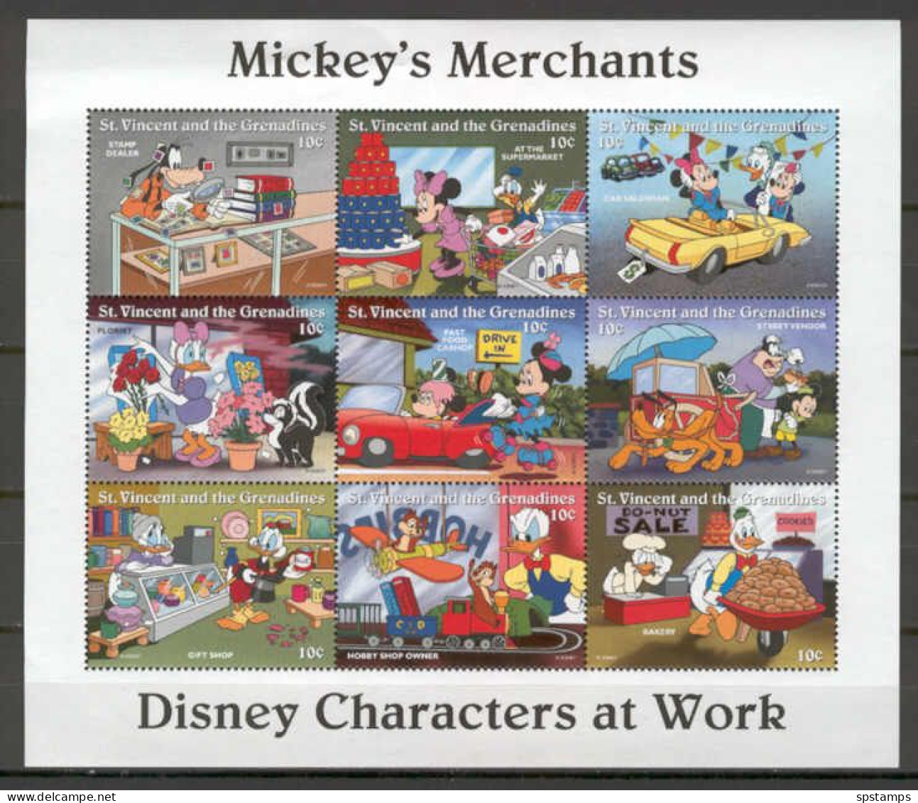 Disney St Vincent Gr 1996 Mickey's Merchants Sheetlet (WITHOUT LABEL) MNH - Disney