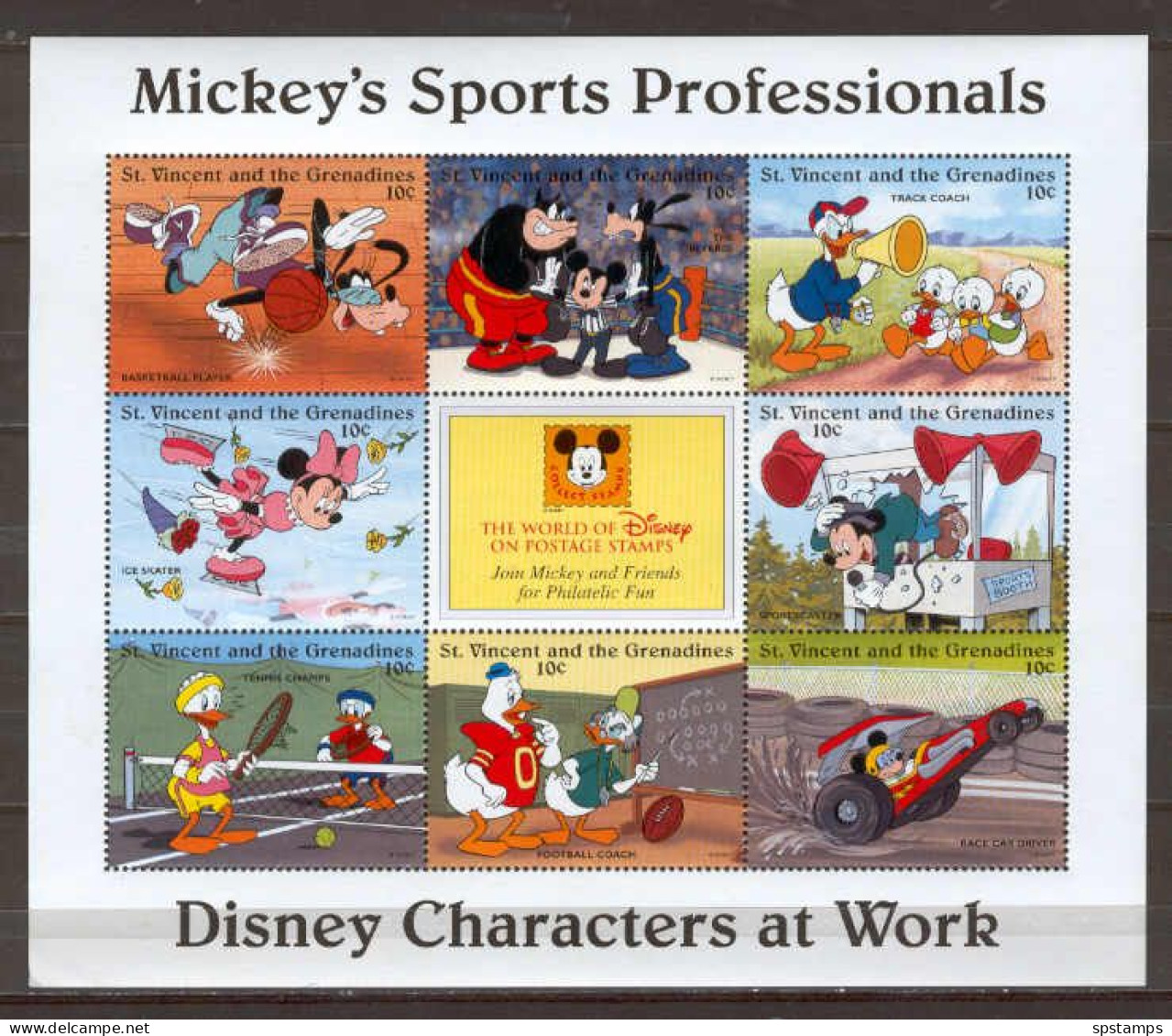 Disney St Vincent Gr 1996 Mickey's Sports Professionals Sheetlet MNH - Disney