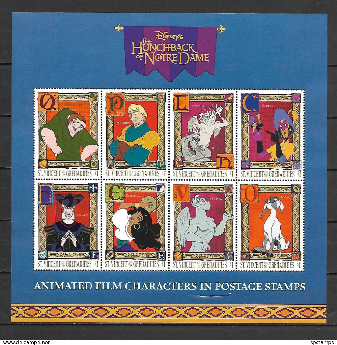 Disney St Vincent Gr 1996 The Hunchback Of NotreDame Sheetlet #3 MNH - Disney