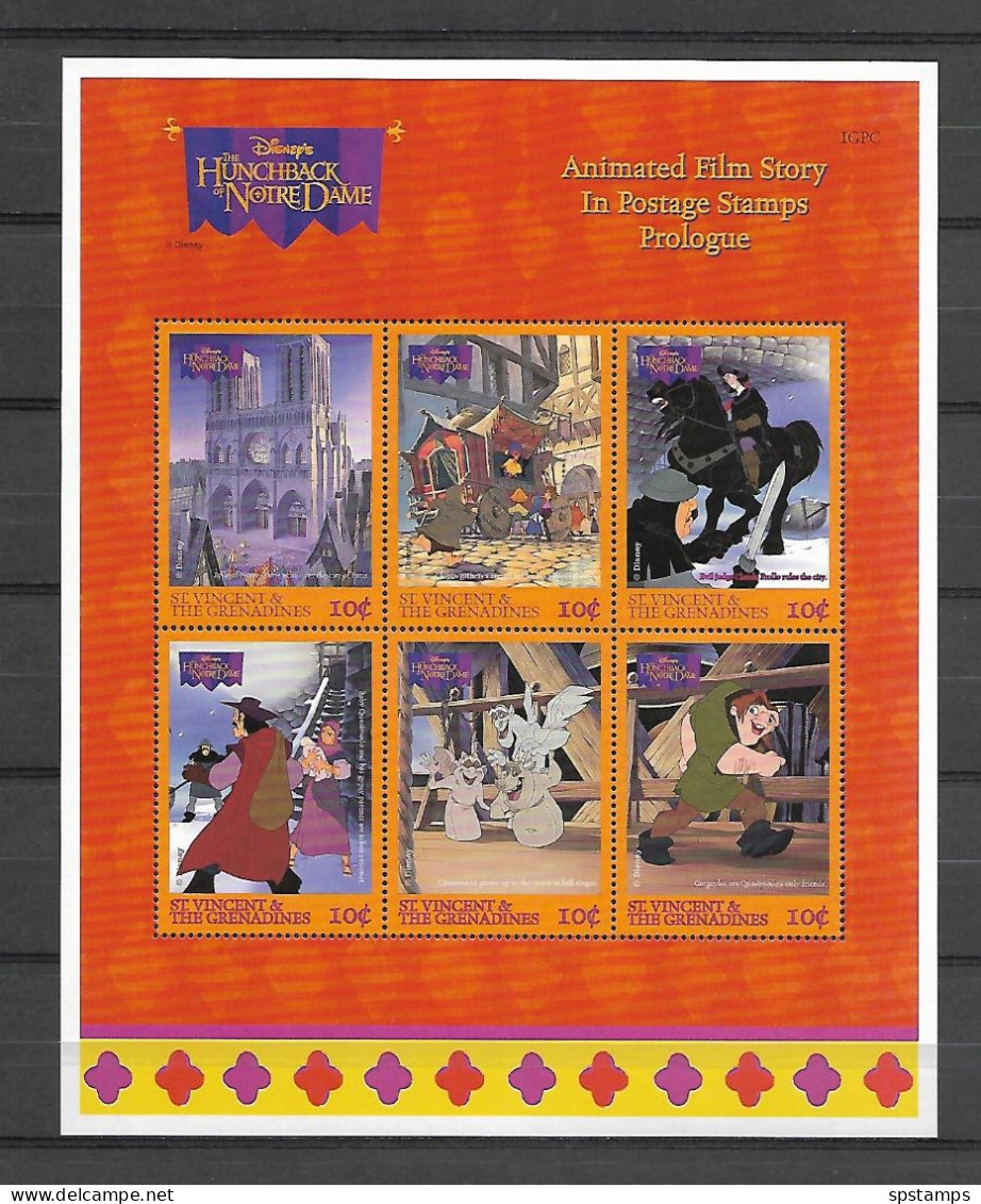 Disney St Vincent Gr 1996 The Hunchback Of NotreDame Sheetlet MNH - Disney