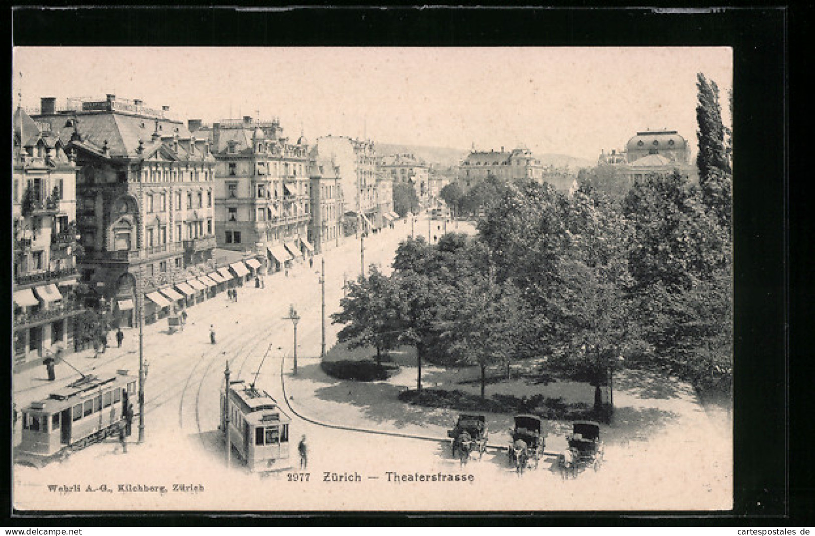 AK Zürich, Theaterstrasse Mit Strassenbahn  - Strassenbahnen