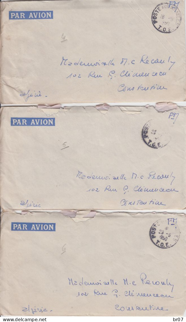 INDOCHINE LAC X 24 1950 POSTE AUX ARMEES T.O.E. (22/09 AU 27/10/1950) => CONSTANTINE ALGERIE  SCANS - Brieven En Documenten